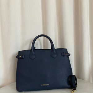 Burberry Navy Blue Medium Banner Top Handle Bag