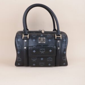 MCM Black Small Front Pocket Boston Tote Bag