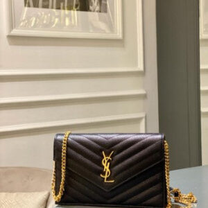 YSL Black Monogram Cassandre Wallet On Chain