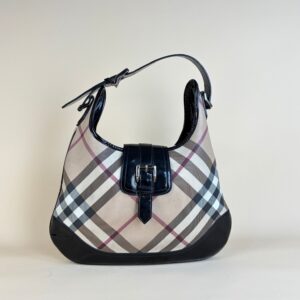 Burberry Black Check Brock Hobo Bag