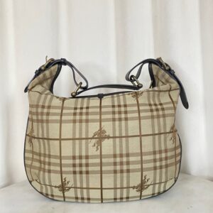 Burberry Haymarket Black Hobo Bag
