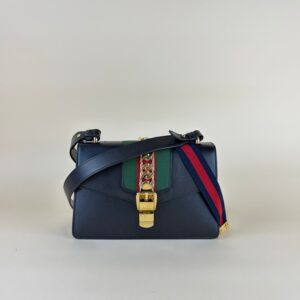 Gucci Black Small Sylvie Strap Web Ophidia Bag
