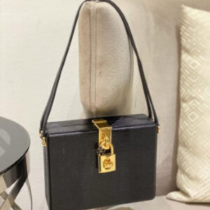 Dolce & Gabbana Black Iguana Print Box Bag