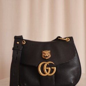 Gucci Black GG Marmont Cellarius Feline Flap Bag