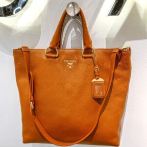 Prada Orange Vitello Daino Tote Large Bag
