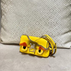 Fendi Yellow Fur Micro Monster Baguette Bag