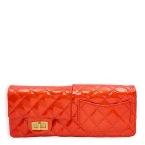 Reissue Double Pocket Red Clutch in Patent Leather, Gold hardware