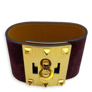 Kelly Dog Extreme S Purple Bracelet in Suede Leather, Gold hardware