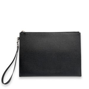 Wristlet Clutch 29x21x1cm Black Clutch in Calfskin, Silver hardware