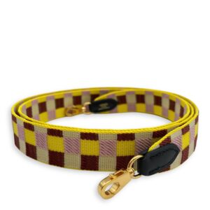 Sangle Maxi Quadrille 25mm x 105cm Citron/Rouge H/Mauve Bag Accessory in Swift, Gold hardware