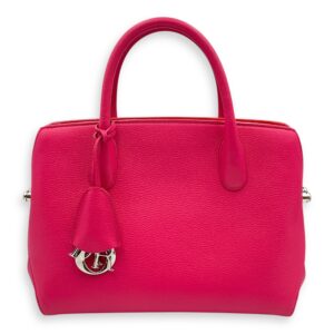 Open bar bag Pink Top Handle Bag in Calfskin, Silver hardware