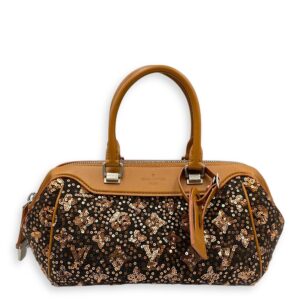 Sunshine Cloth Brown Bowling Bag in Calf/Sequins, Silver hardware