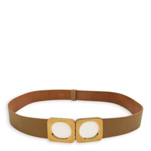 Ladies Belt M Light Brown in Calfskin, Gold hardware