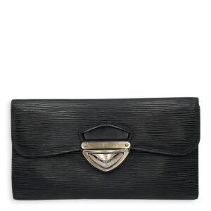Eugenie Black Long Wallet in Epi Leather, Silver hardware