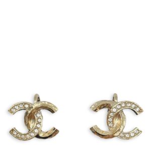 CC Crystal Gold Clip On Earrings