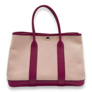 Garden Party 30 Rose Pourpre/Ecru-Rose Pourpre in Toile/Vache Country, Palladium hardware