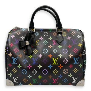 LV x TM Speedy 30cm Black Shoulder Bag in Canvas, Silver hardware
