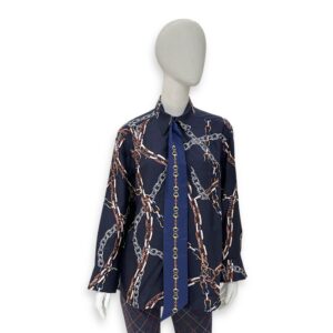 Navy Cruise Sik Blouse with Scarf 38 Blue Ready-To-Wear