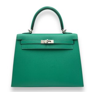 Sellier Kelly 25 Vert Jade in Epsom, Palladium hardware
