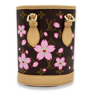 LV x TM Nano Brown Bucket Bag in Canvas, Gold hardware