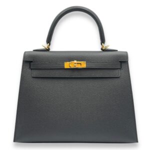 Sellier Kelly 25 Black in Epsom, Gold hardware