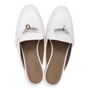 Oz 37 Blanc Mule in Calfskin, Palladium hardware