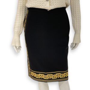 Versace Logo Skirt 38 Black Ready-To-Wear in Wool