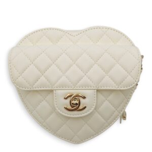 CC White Heart Bag in Lambskin, Champagne hardware