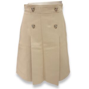 Tiger Head Crystal Button A Line Skirt 38 Cream Ready-To-Wear