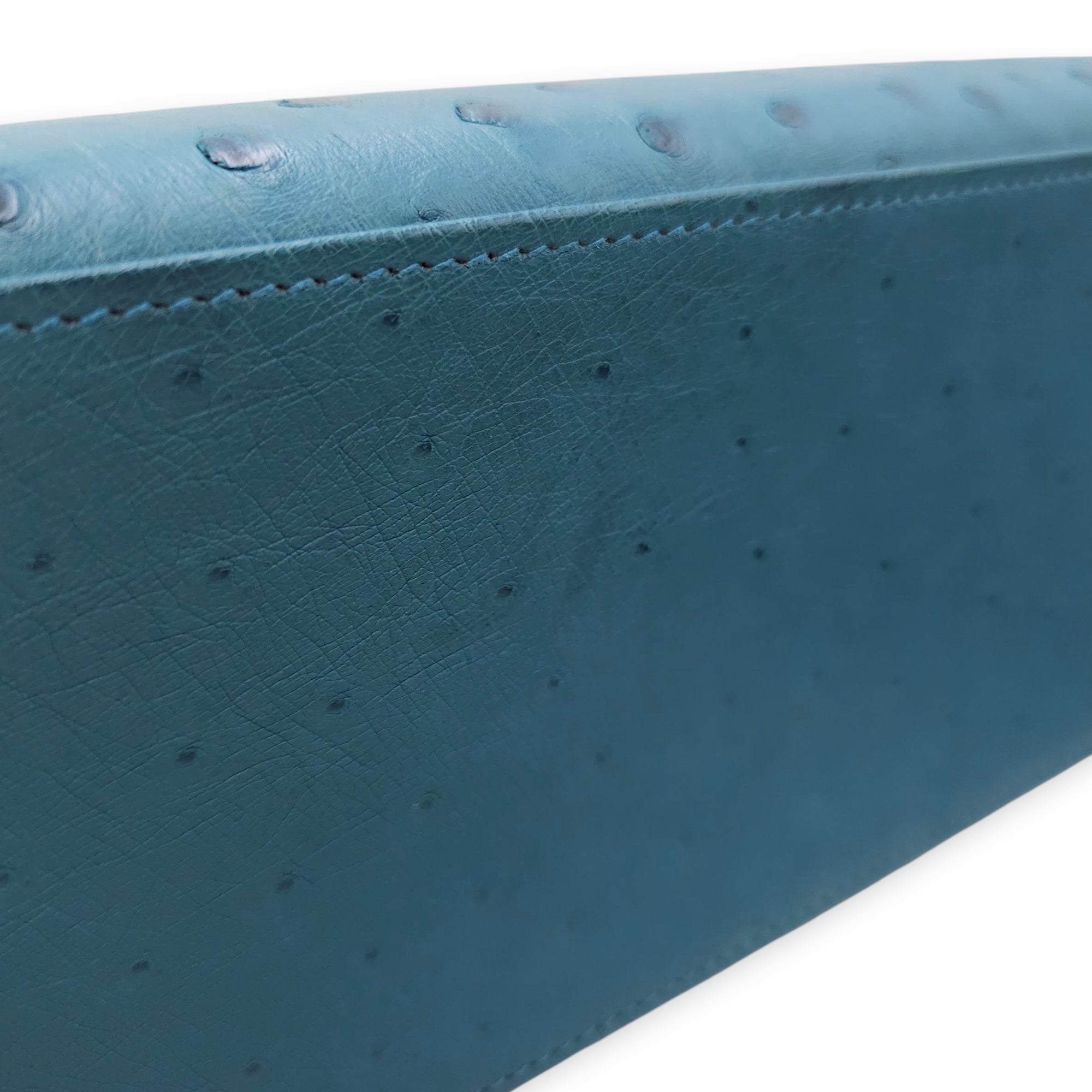 Sellier Kelly 28 Blue Cobalt in Ostrich, Gold hardware - Image 14