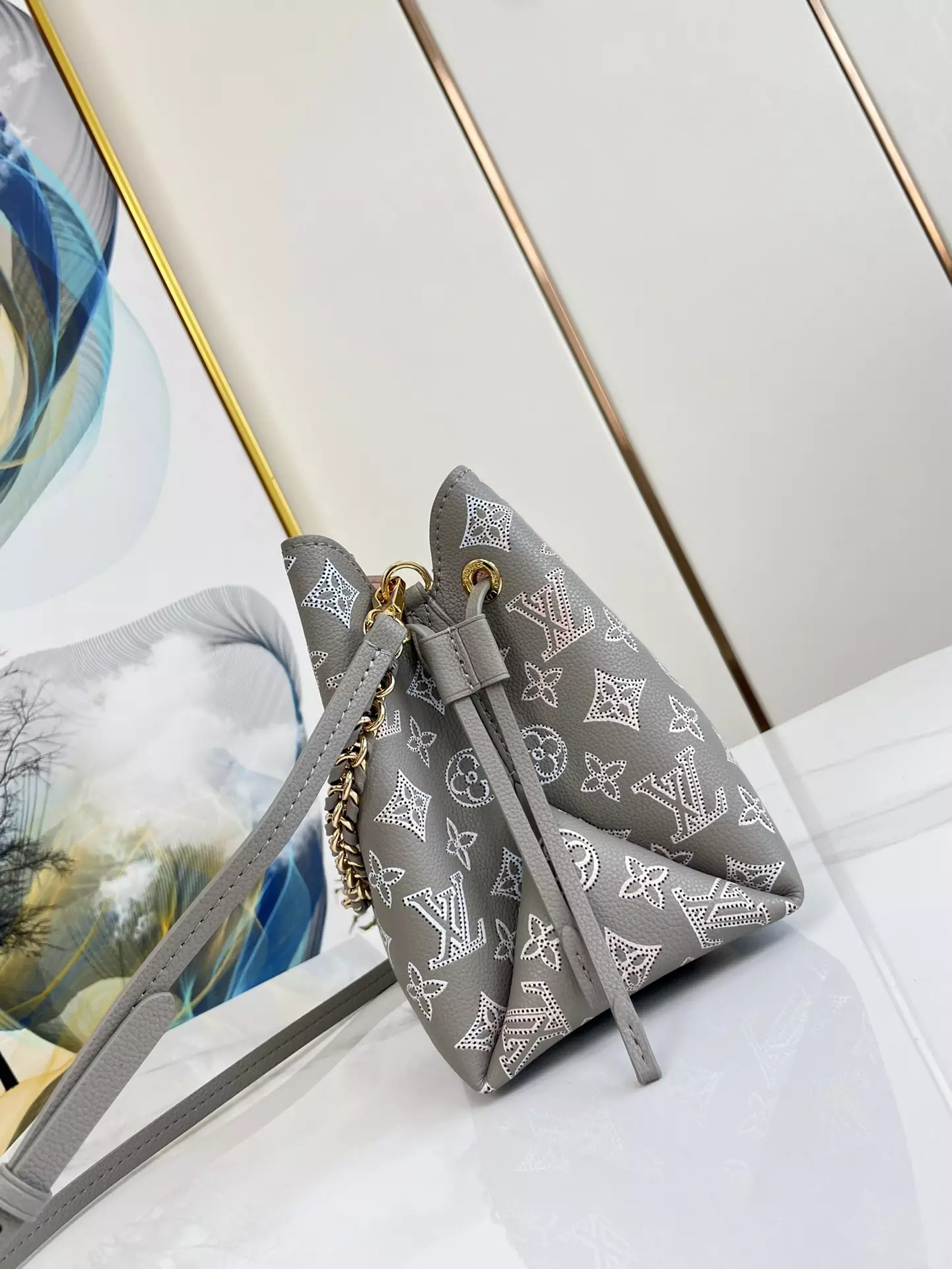 Bella Bucket Bag Gray Mahina Calfskin - Repbags.is - Image 6