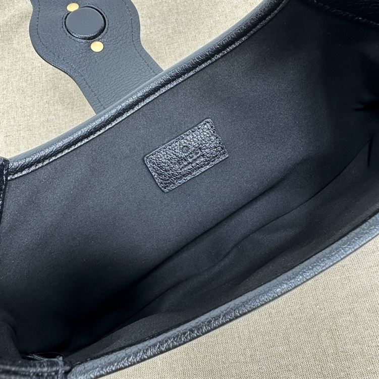 Aphrodite small shoulder bag Black soft leather Moiré lining - Image 10