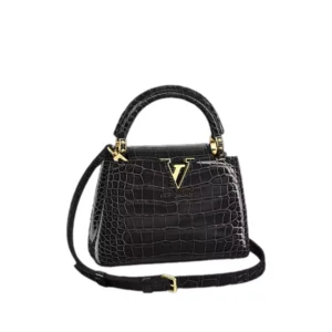 LV Capucines Mini Crocodilien Mat in Black - Repbags.is