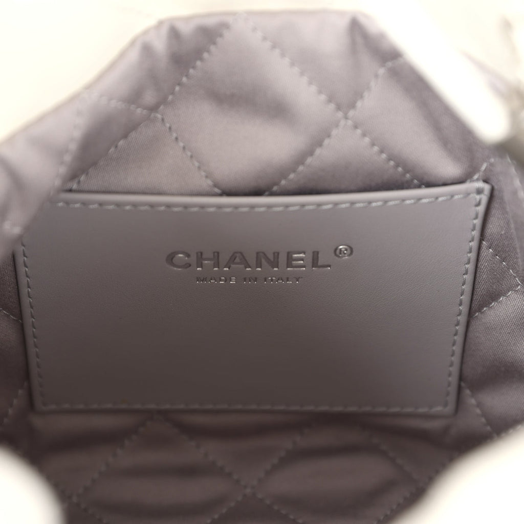 Chanel Mini 22 Bag White and Silver Ombre Metallic Calfskin Silver Hardware - Image 11