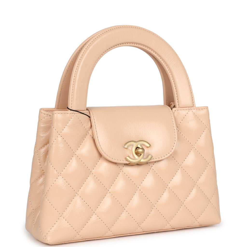 Chanel Small Kelly Shopper Beige Shiny Aged Calfskin Brushed Gold Hardware - Image 3