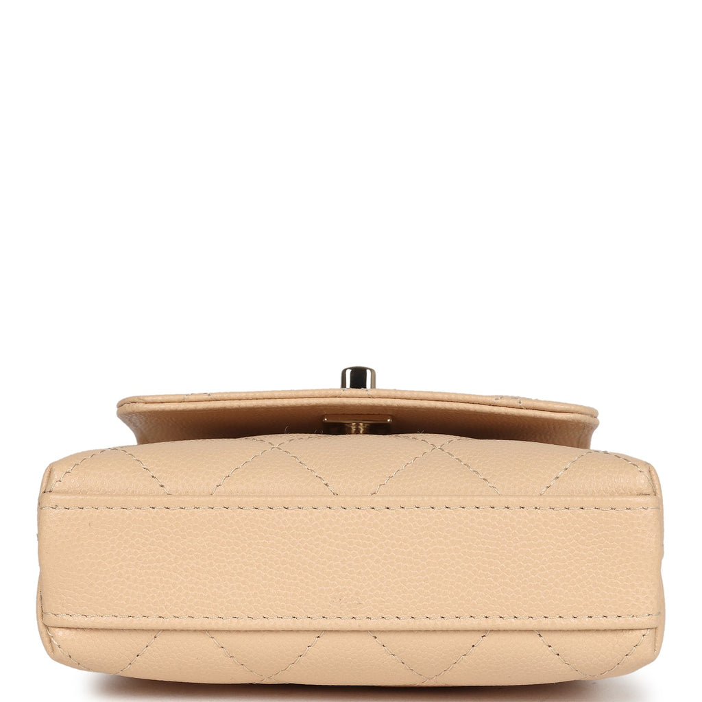 Chanel Nano Coco Top Handle Flap Bag Light Beige Caviar Light Gold Hardware - Image 7