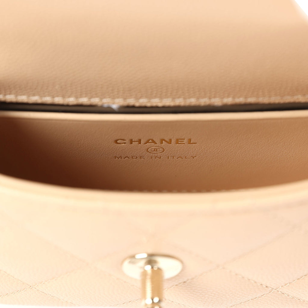 Chanel Nano Coco Top Handle Flap Bag Light Beige Caviar Light Gold Hardware - Image 9