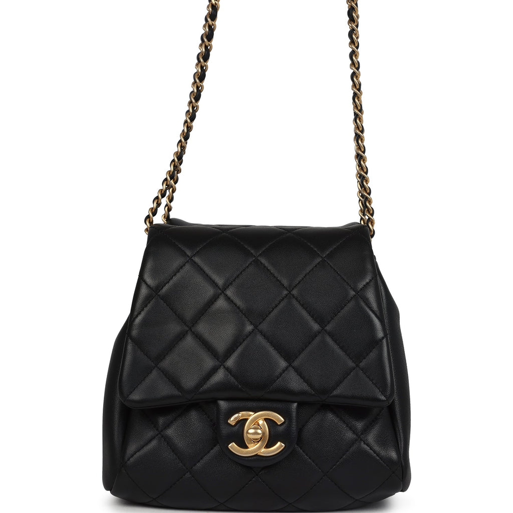 Pre-owned Chanel Twins Side Pack Black Lambskin Faux Pearls & Brushed Gold Hardware - Image 4
