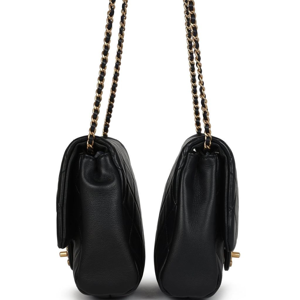 Pre-owned Chanel Twins Side Pack Black Lambskin Faux Pearls & Brushed Gold Hardware - Image 9