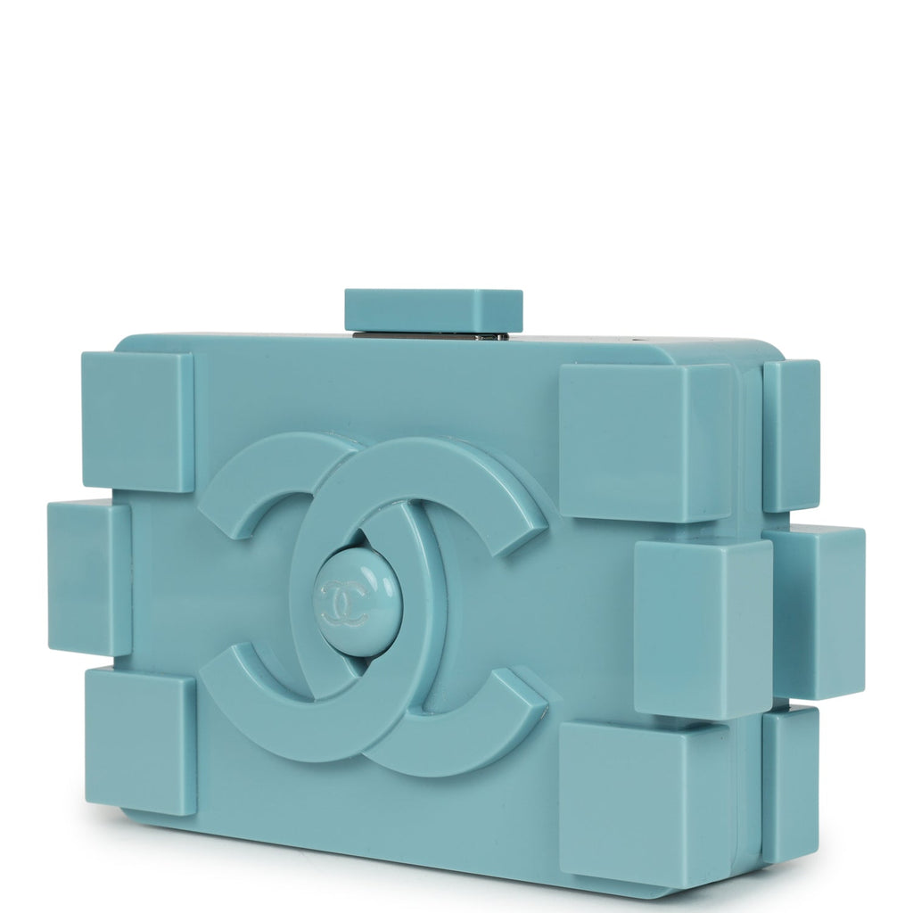 Pre-owned Chanel Supermarket Boy Brick Lego Minaudiere Clutch Light Blue Plexiglass Silver Hardware - Image 6