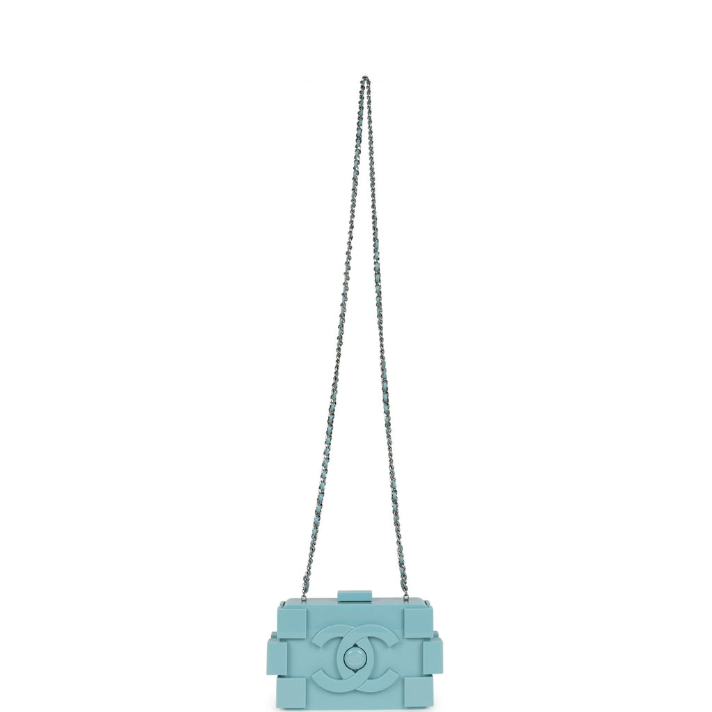 Pre-owned Chanel Supermarket Boy Brick Lego Minaudiere Clutch Light Blue Plexiglass Silver Hardware - Image 9