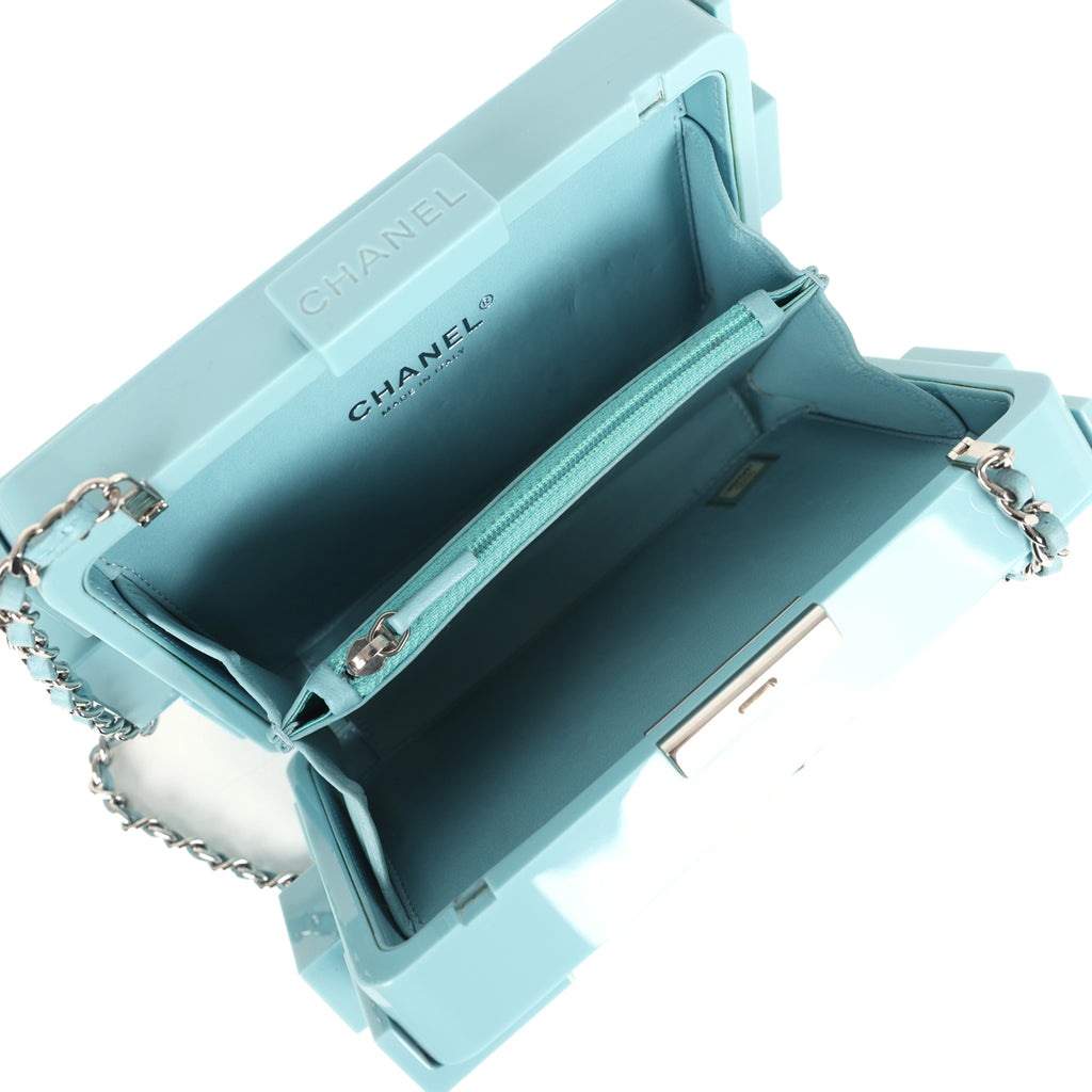 Pre-owned Chanel Supermarket Boy Brick Lego Minaudiere Clutch Light Blue Plexiglass Silver Hardware - Image 10