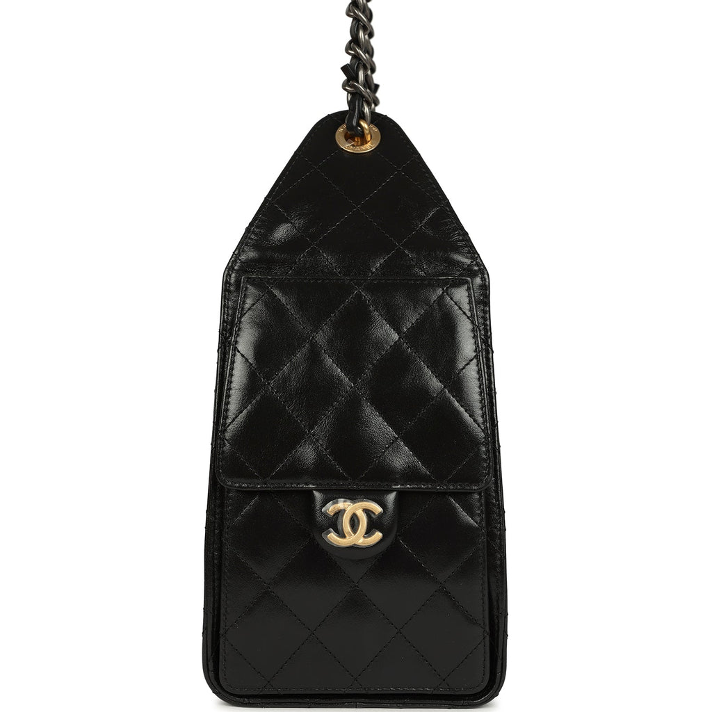 Pre-owned Chanel Small 25 Hobo Bag Black Shiny Crumpled Calfskin Mixed Metal Hardware - Image 4