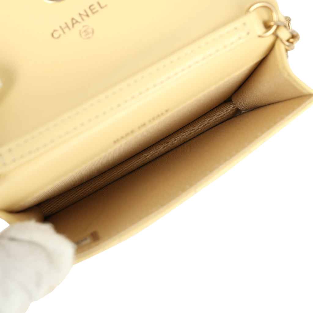 Chanel Mini Pearl Crush Belt Bag Light Yellow Lambskin Aged Gold Hardware - Image 11