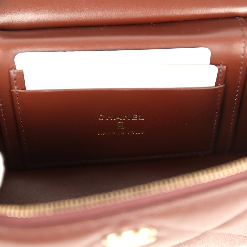 Chanel Top Handle Slim Vanity Case with Chain Dark Brown Shiny Caviar Light Gold Hardware - Image 10