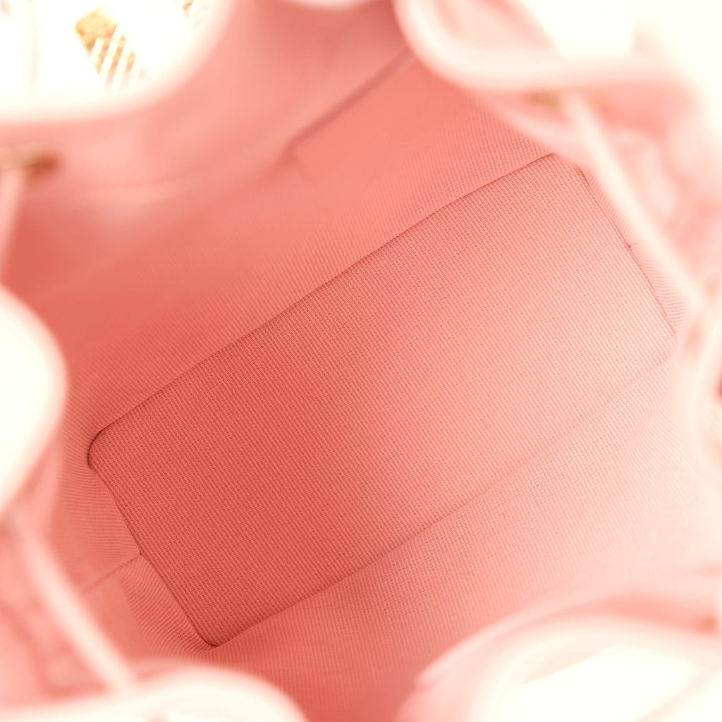 Chanel Mini Top Handle Bucket Bag with Chain Pink Shiny Caviar Light Gold Hardware - Image 8