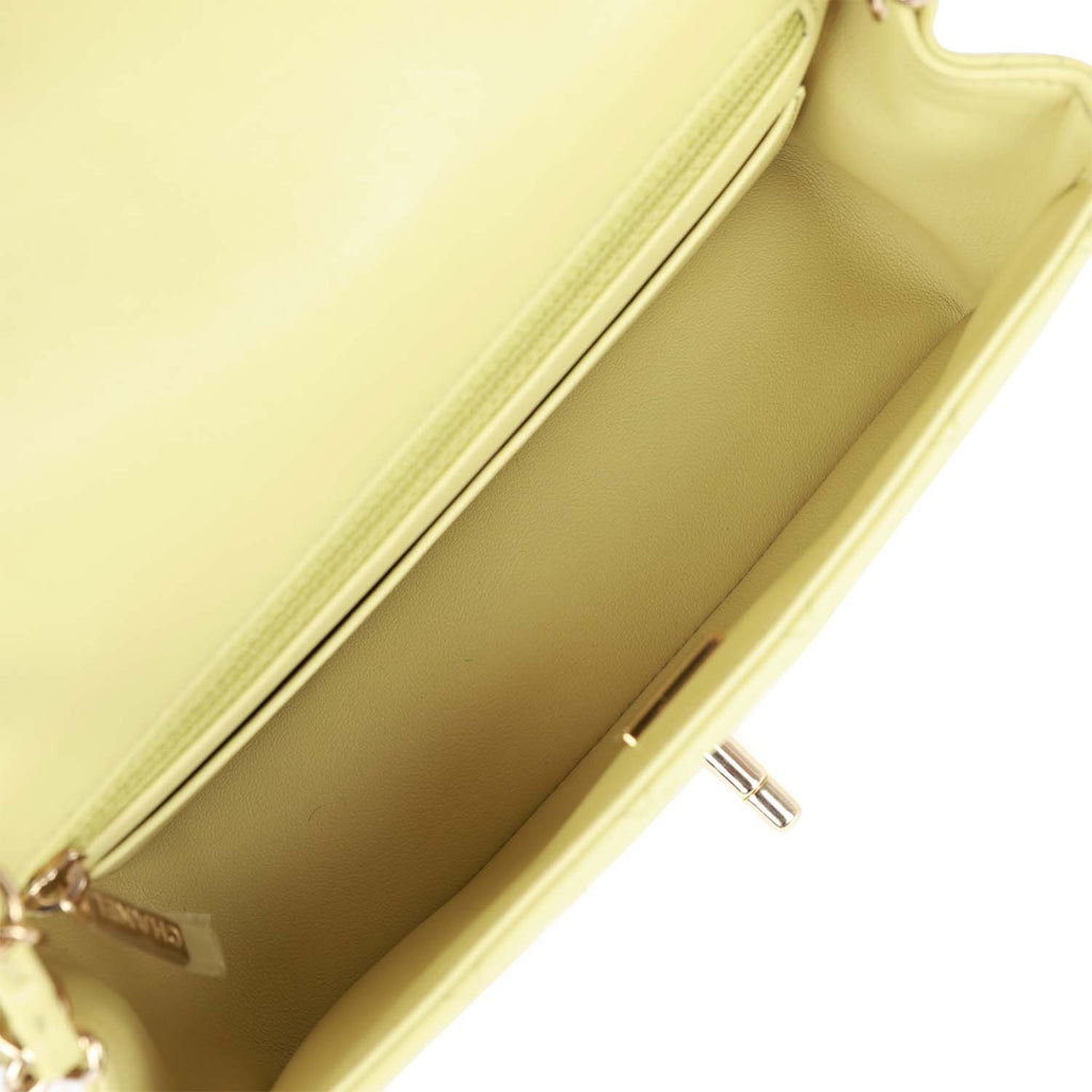 Chanel Mini Rectangular Flap Bag Light Green Lambskin Light Gold Hardware - Image 9