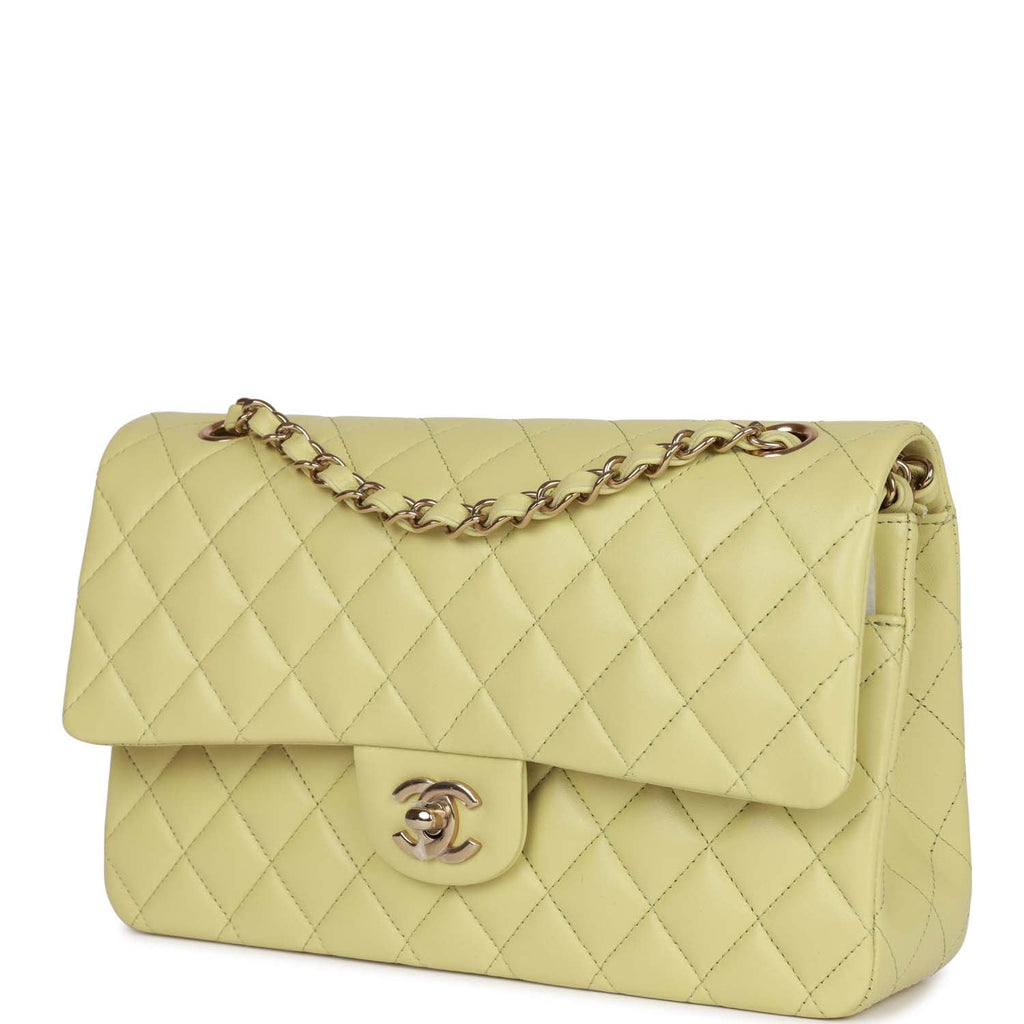 Chanel Medium Classic Double Flap Bag Light Green Lambskin Light Gold Hardware - Image 6