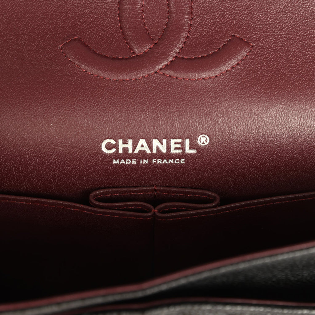 Pre-owned Chanel Medium Classic Double Flap Black Caviar Silver Hardware - Image 9