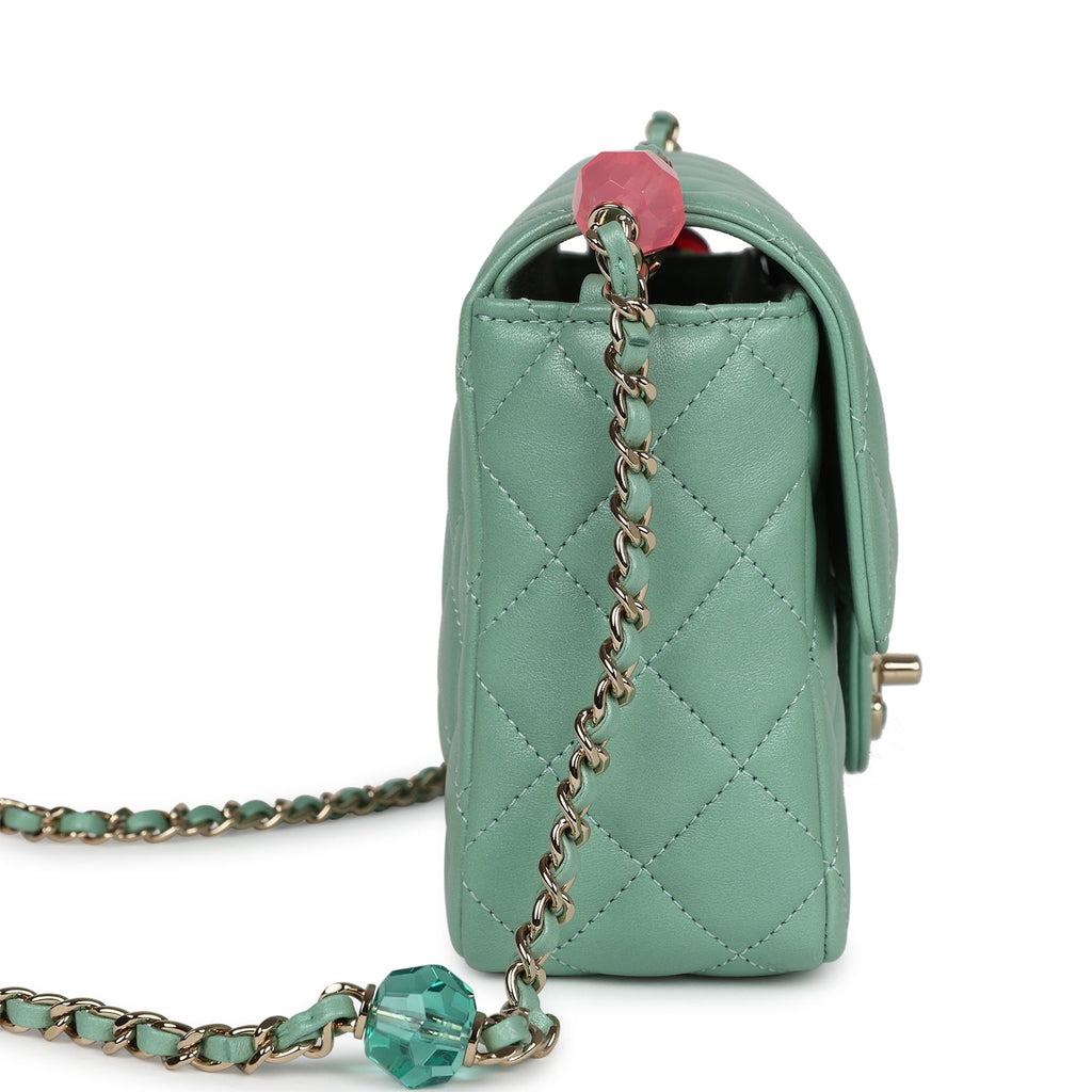 Chanel Candy Heart Mini Flap Bag Turquoise Lambskin Enamel and Light Gold Hardware - Image 4